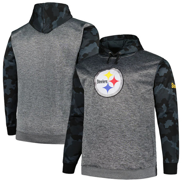 Men's Pittsburgh Steelers Heather Charcoal Big & Tall Camo Pullover Hoodie